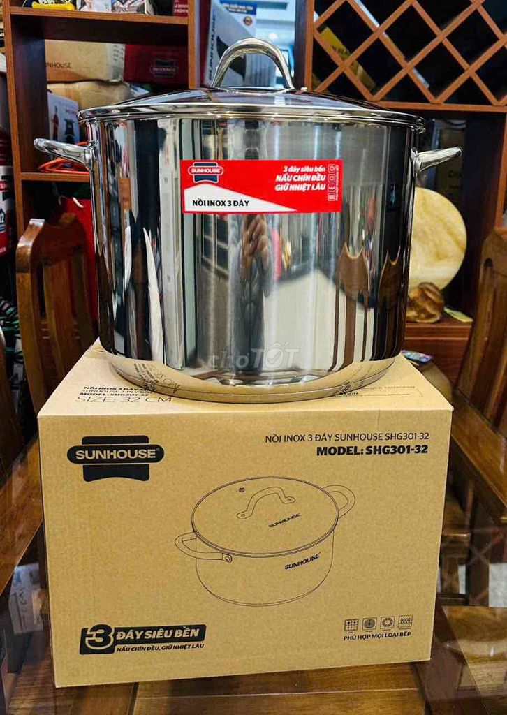 Nồi luộc gà Sunhouse INOX 3 đáy SHG 301-32. Mua bán Dụng cụ nhà bếp tại Quận Cầu Giấy Hà Nội được đăng bởi Đạt Trần hình 1