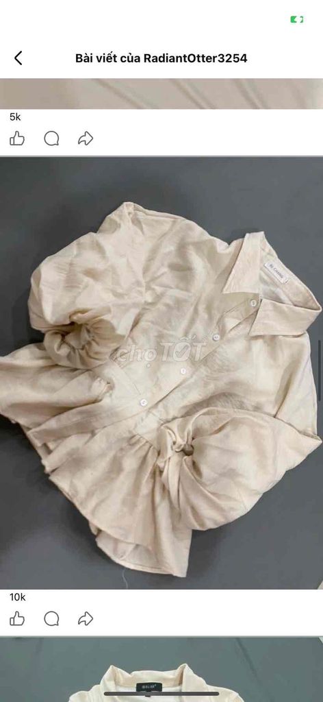 Áo sơ mi Nữ Kem size S-M. Mua bán Quần áo tại Thành phố Thủ Đức Tp Hồ Chí Minh được đăng bởi Đặng Ngân hình 1