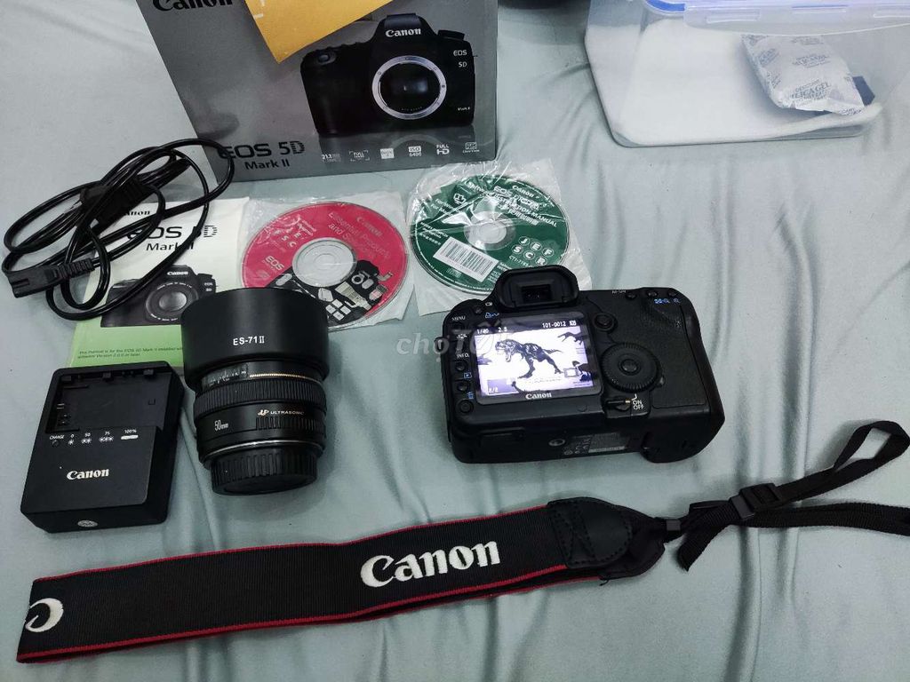 Canon 5D2 fullbox và lens 50USM f1.4