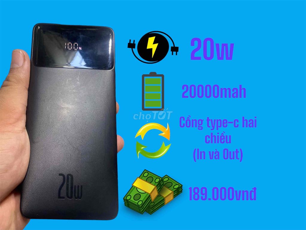 Sạc dự phòng Baseus.22.5w. 20000mah