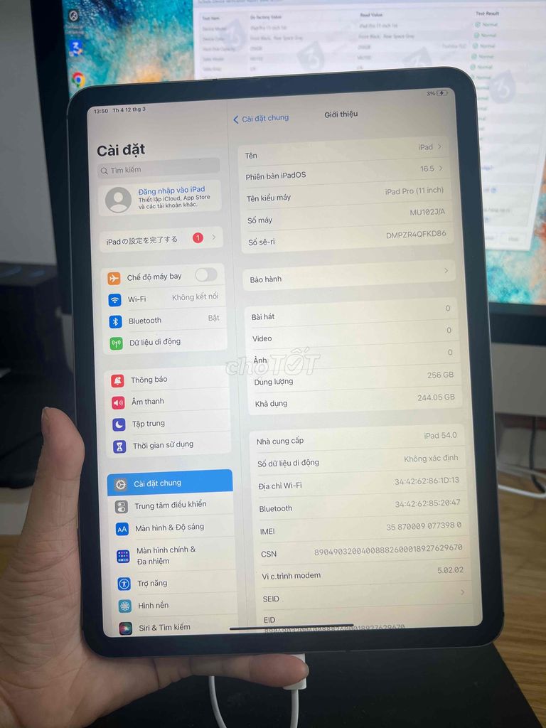 iPad Pro 11 inch 2018 256G 4G pin 85%