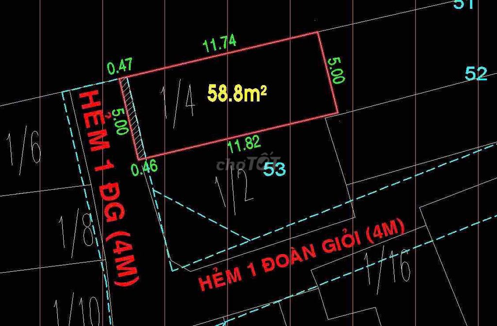 Hẻm trước nhà 4m Đoàn Giỏi 5x12m