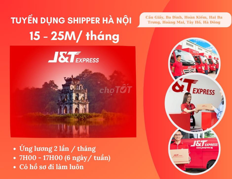 Tuyển dụng 20 shipper sự kiện khu vực Hoàng mai