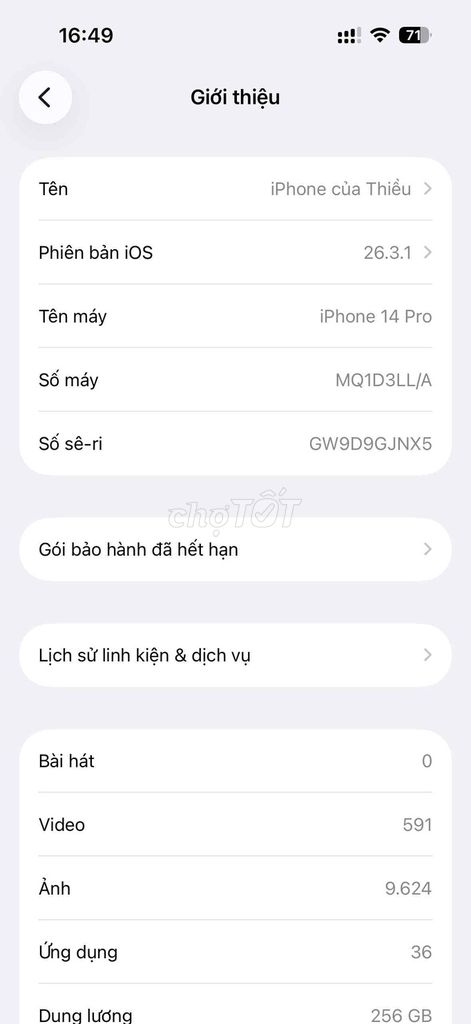 Apple iPhone 14 Pro 256GB Tím LLA. Mua bán Điện thoại tại Huyện Bình Chánh Tp Hồ Chí Minh được đăng bởi Tên chưa cung cấp hình 1