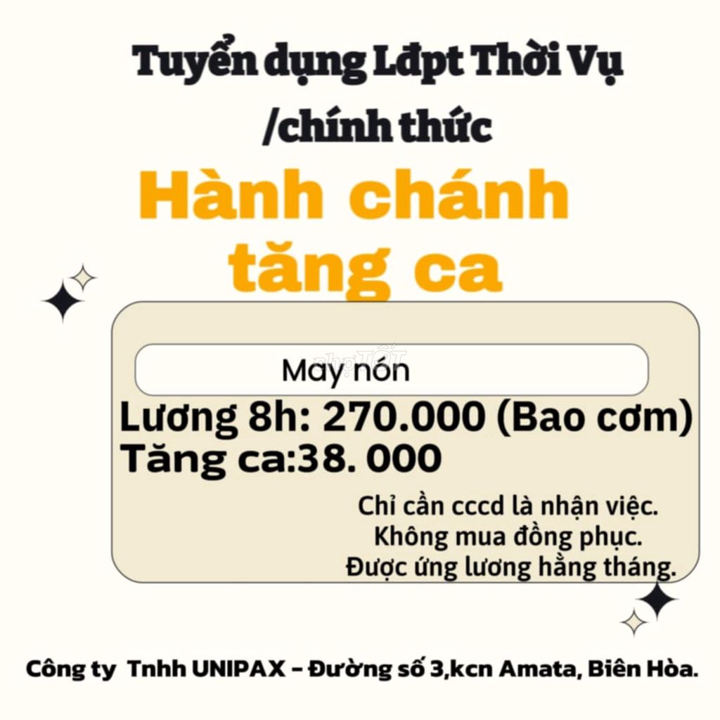 TUYỂN DỤNG 20 THỜI VỤ/CHÍNH THỨC HÀNH CHÁNH  AMATA