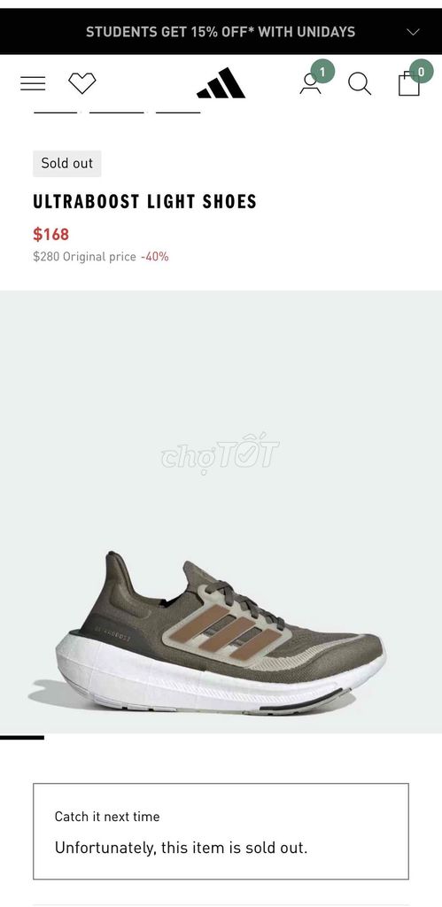Giày chạy bộ Adidas Ultraboost Light Nữ Xanh Lá 37. Mua bán Giày dép tại Quận 7 Tp Hồ Chí Minh được đăng bởi Nhật Linh hình 1
