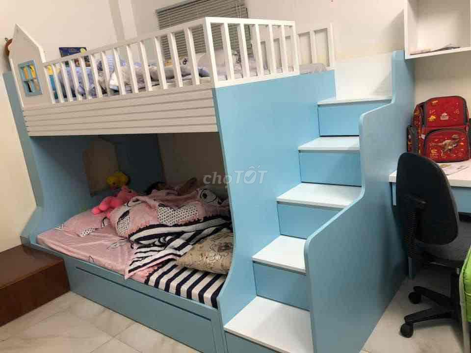 Giường 2 tầng Gỗ Xanh dương 1m2/1m4. Mua bán Giường, chăn ga gối nệm tại Quận Gò Vấp Tp Hồ Chí Minh được đăng bởi Cty Khoa Long hình 1