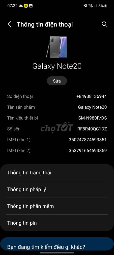Samsung Galaxy Note20 Đã sử dụng. Mua bán Điện thoại tại Quận 10 Tp Hồ Chí Minh được đăng bởi Nguyen hình 1
