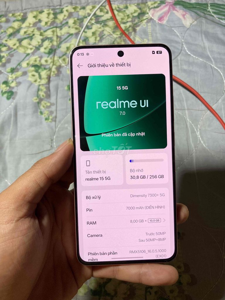 Realme 15 5G 256GB Hồng Like New. Mua bán Điện thoại tại Quận 10 Tp Hồ Chí Minh được đăng bởi Trắng hình 1