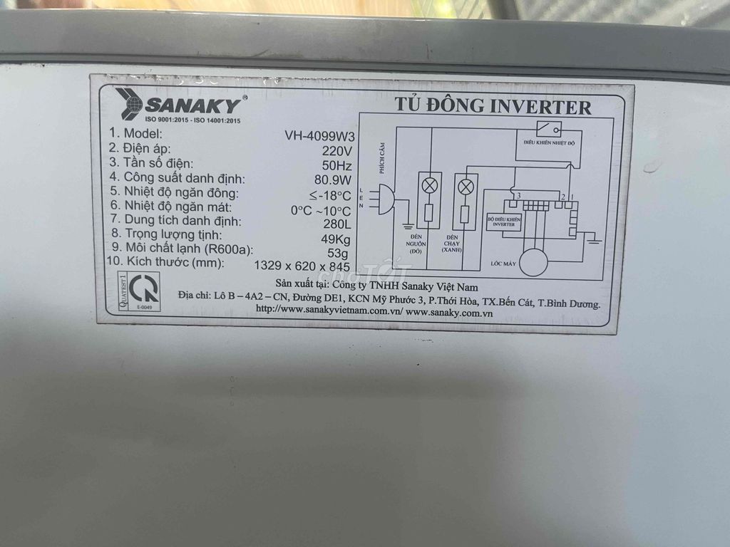 Tủ đông Sanaky VH-4099W3 280L Inverter. Mua bán Tủ lạnh tại Quận Tân Phú Tp Hồ Chí Minh được đăng bởi khanh dep trai hình 1