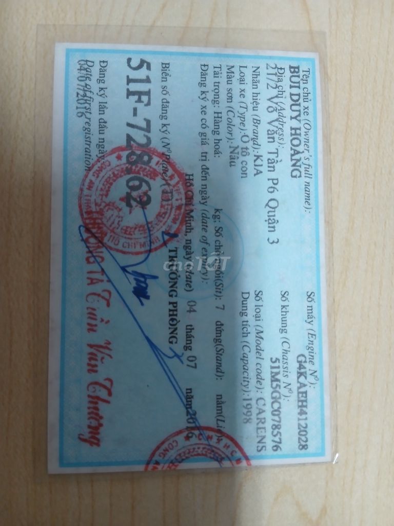 KIA Carens 2016 Oto con màu Nâu. Mua bán Ô tô tại Quận 4 Tp Hồ Chí Minh được đăng bởi Bùi Duy Hoàng hình 2