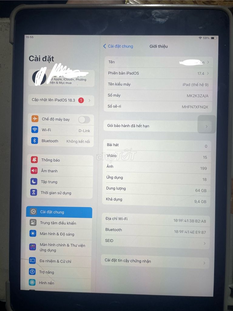 Pass Ipad gen 9