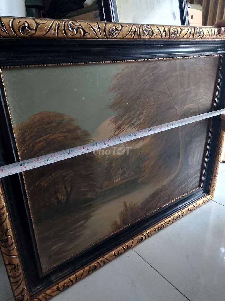 Tranh vẽ tay khung  mạ vàng