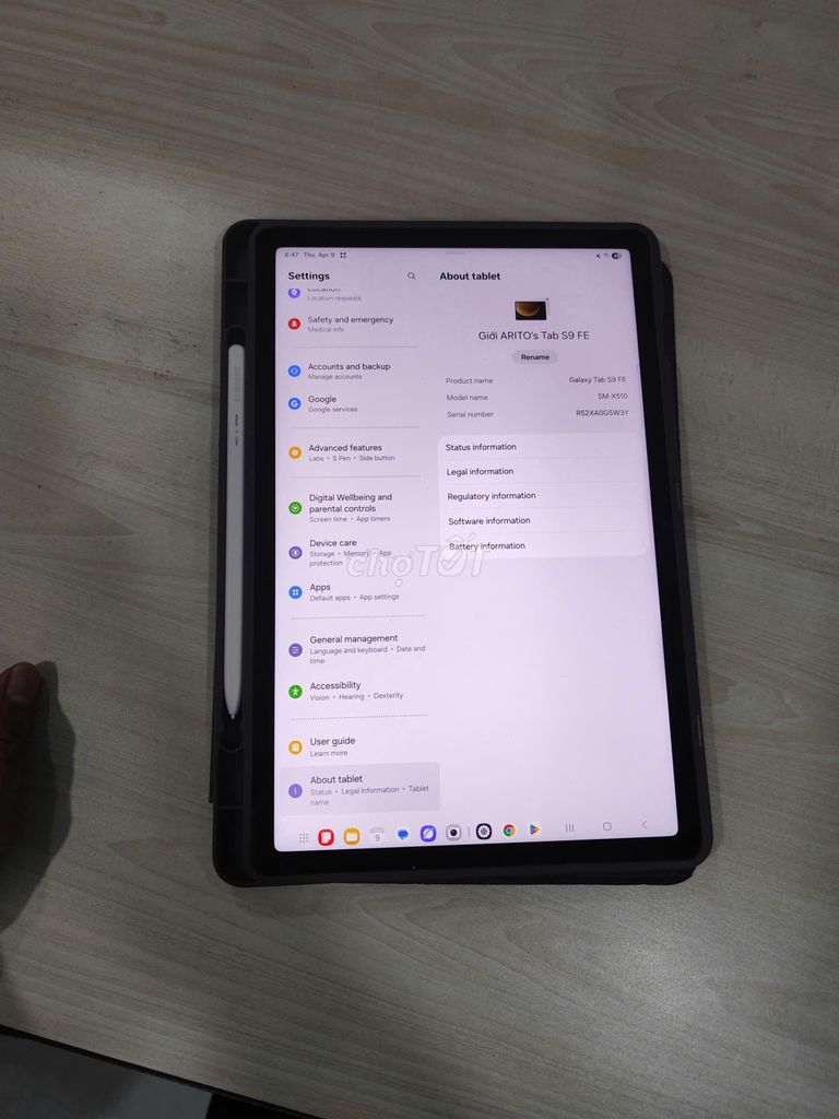 Samsung Galaxy Tab S9 FE Bạc VN Full box. Mua bán Máy tính bảng tại Quận Bình Tân Tp Hồ Chí Minh được đăng bởi Dương Văn Quang hình 1