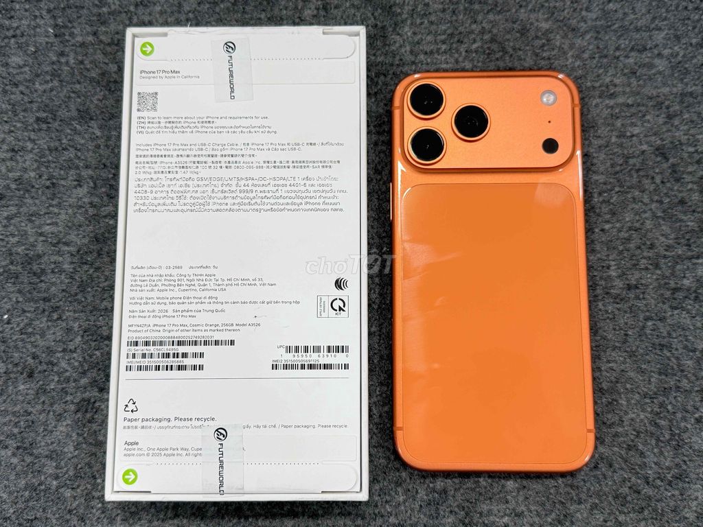 Apple iPhone 17 Pro Max 256GB Cam 99.99%. Mua bán Điện thoại tại Quận 10 Tp Hồ Chí Minh được đăng bởi RiOshop hình 1