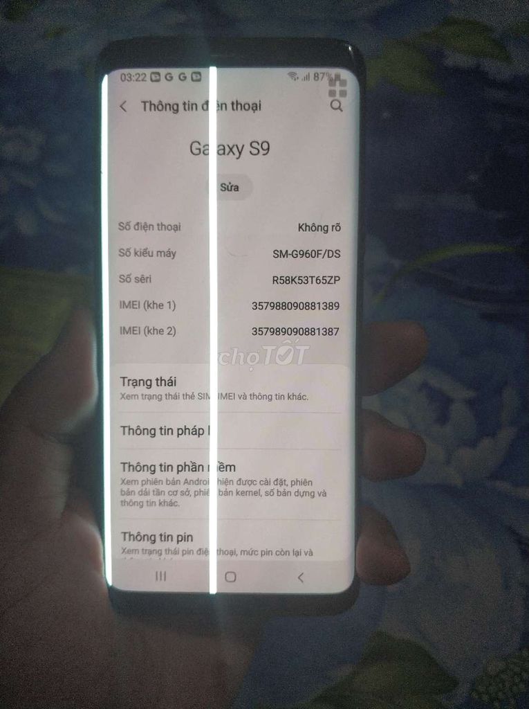 Samsung s9 bản Việt Nam 2sim loa to rõ vt nhạy