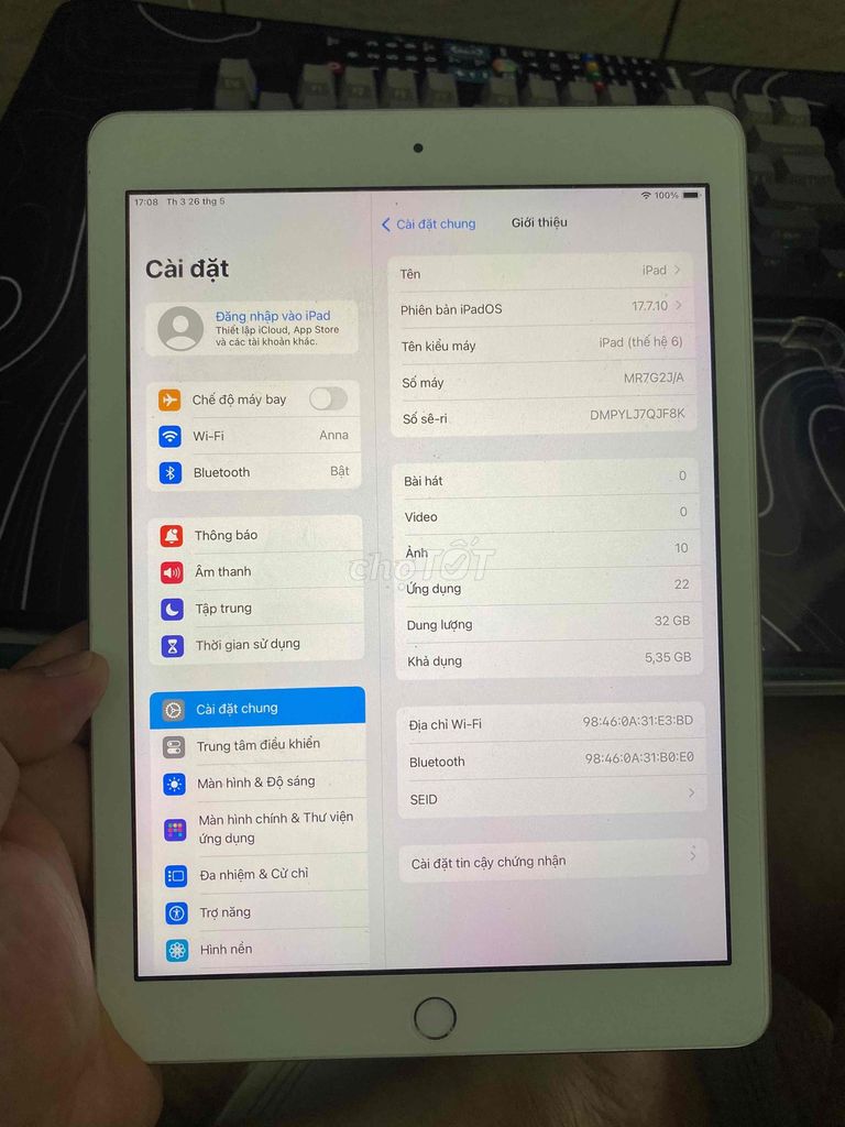 Apple iPad Gen 6 32GB Bạc. Mua bán Máy tính bảng tại Quận Đống Đa Hà Nội được đăng bởi Hồ Mạnh Quân hình 1