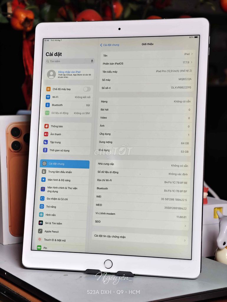 Apple iPad Pro 12.9 Gen2 64Gb có sim 4G. Mua bán Máy tính bảng tại Thành phố Thủ Đức Tp Hồ Chí Minh được đăng bởi Nguyên hình 1