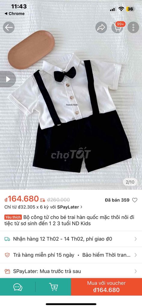 Set Quần Áo Công Tử cho bé (5-7kg)