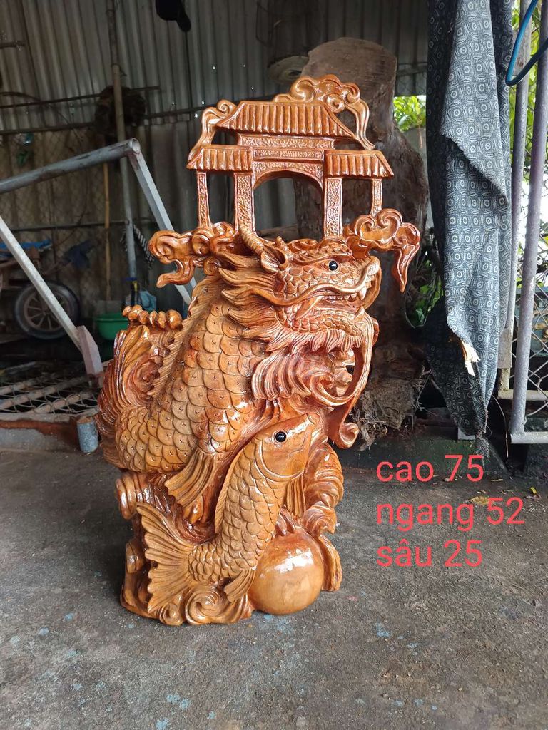 Tượng gỗ Cá chép hóa rồng. Mua bán Đồ sưu tầm, đồ cổ tại Huyện Đông Hưng Thái Bình được đăng bởi vương hình 1