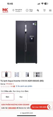 cần pass tủ lạnh Aqua side by side 510l