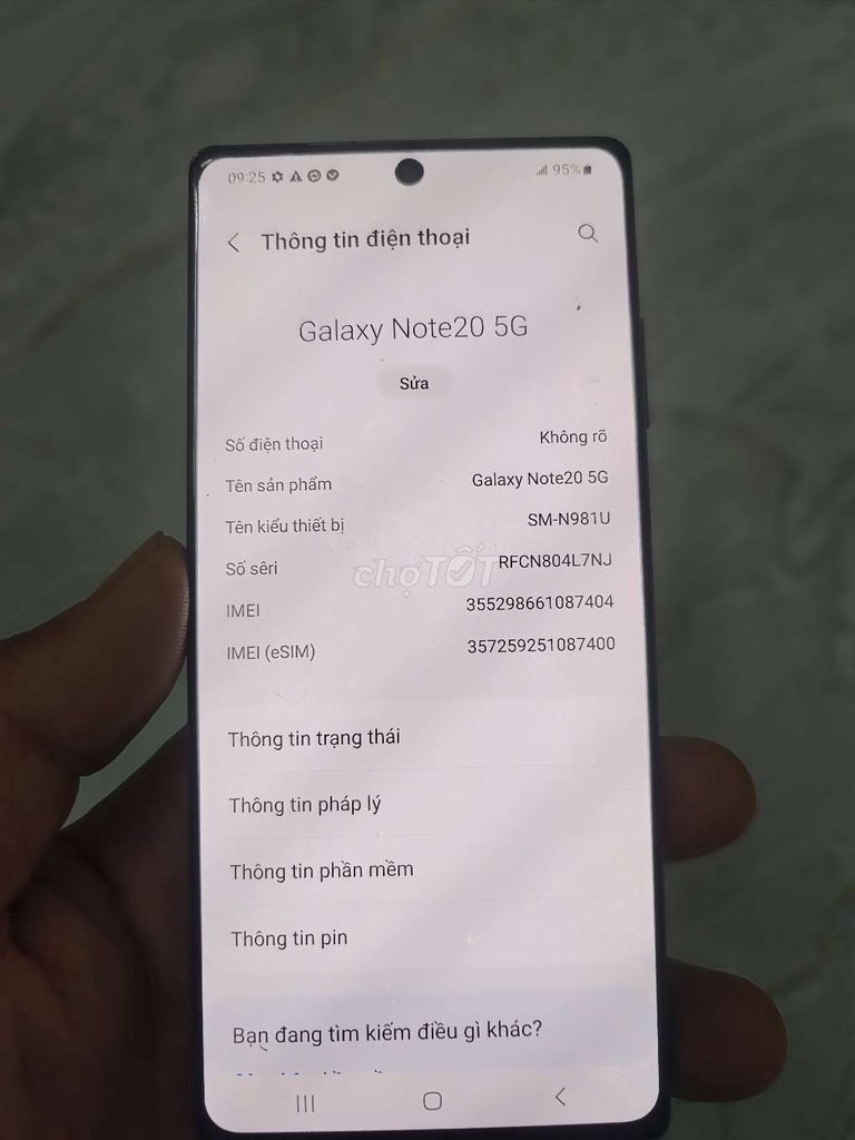 Samsung Galaxy Note20 5G 128GB Mỹ Đã sử dụng. Mua bán Điện thoại tại Huyện Thuỷ Nguyên Hải Phòng được đăng bởi Nguyễn Đức huy  hình 1