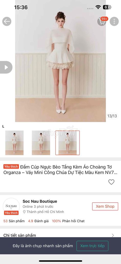 Đầm dự tiệc nữ Tơ Organza Mini. Mua bán Quần áo tại Thành phố Phan Thiết Bình Thuận được đăng bởi Truc Ân hình 1