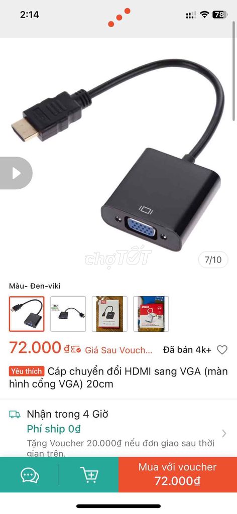 Cáp chuyển đổi HDMI sang VGA. Mua bán Phụ kiện (Màn hình, Chuột...) tại Quận Gò Vấp Tp Hồ Chí Minh được đăng bởi Thang Nguyen T hình 1