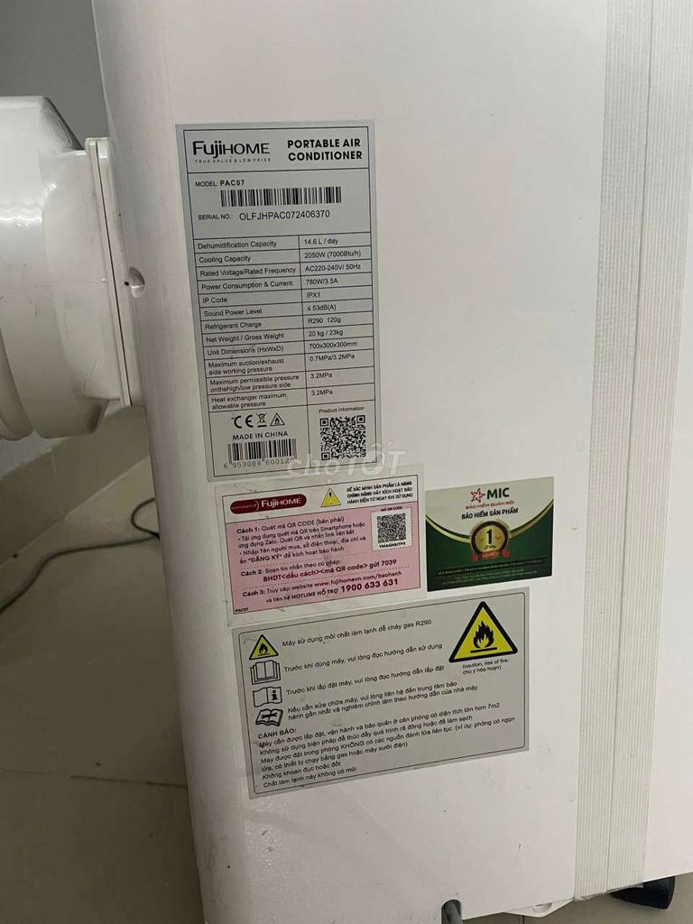 Điều hòa di động FujiHome PAC07 7000BTU Trắng. Mua bán Máy lạnh, điều hoà tại Quận 10 Tp Hồ Chí Minh được đăng bởi pham dinh an hình 1