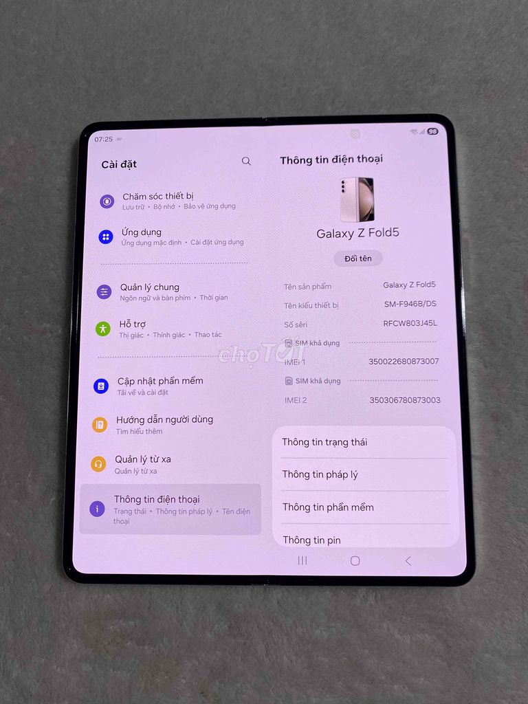 Samsung Galaxy Z Fold 5 hàng VN 12/256 đẹp 99%. Mua bán Điện thoại tại Huyện Châu Đức Bà Rịa - Vũng Tàu được đăng bởi Lộc hình 1