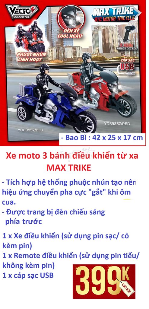 Xe 3 bánh điều khiển từ xa MAX TRIKE chính hãng