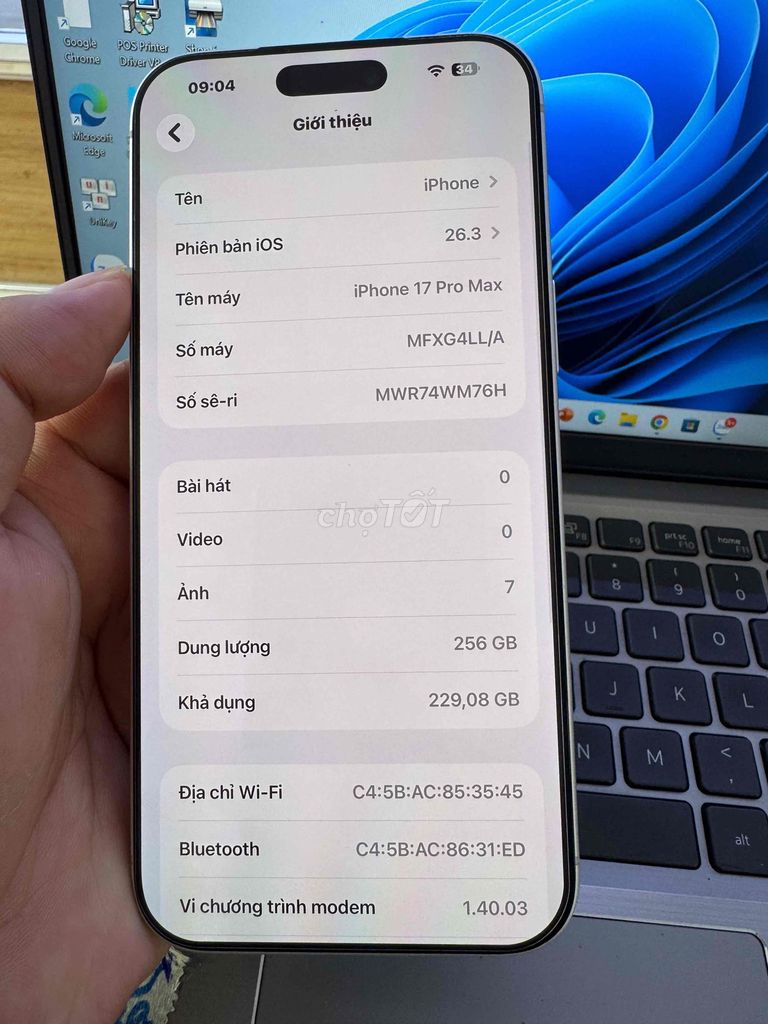 Apple iPhone 17 Pro Max 256GB Trắng. Mua bán Điện thoại tại Quận 6 Tp Hồ Chí Minh được đăng bởi QUỐC THIÊN BÁN GÓP 0 ĐỒNG  hình 1
