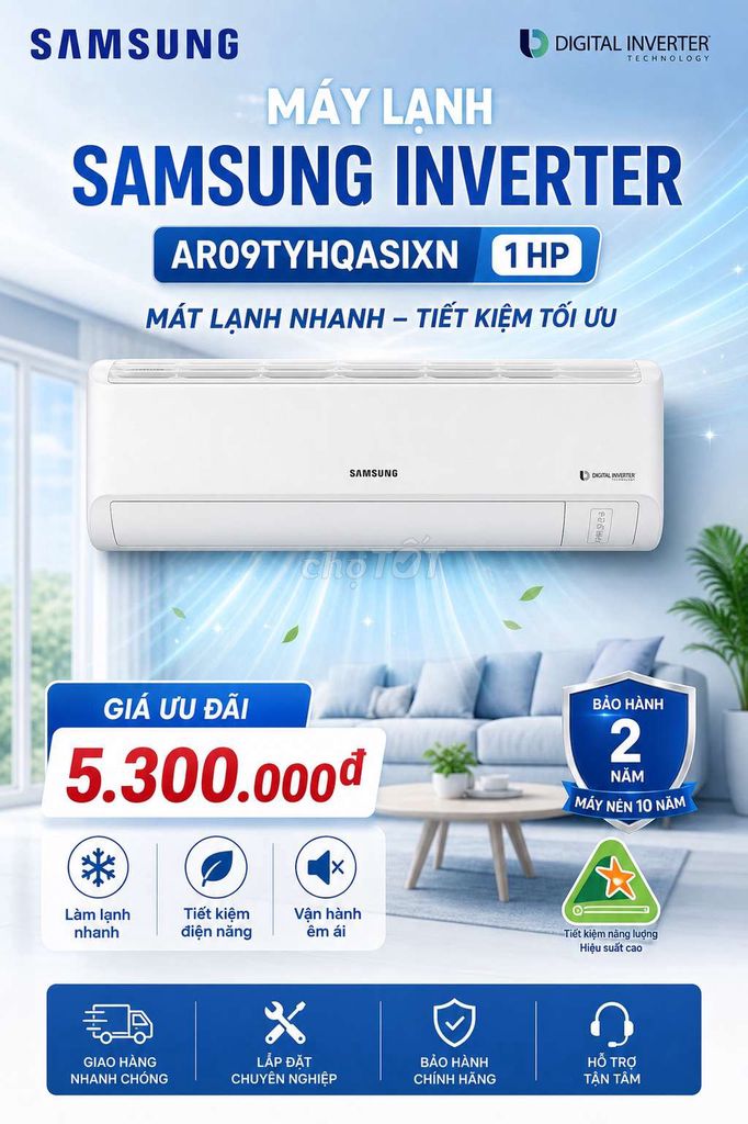Máy lạnh Samsung AR09TYHQASIXN 1 HP. Mua bán Máy lạnh, điều hoà tại Thành phố Trà Vinh Trà Vinh được đăng bởi Hoàng Kha  hình 1