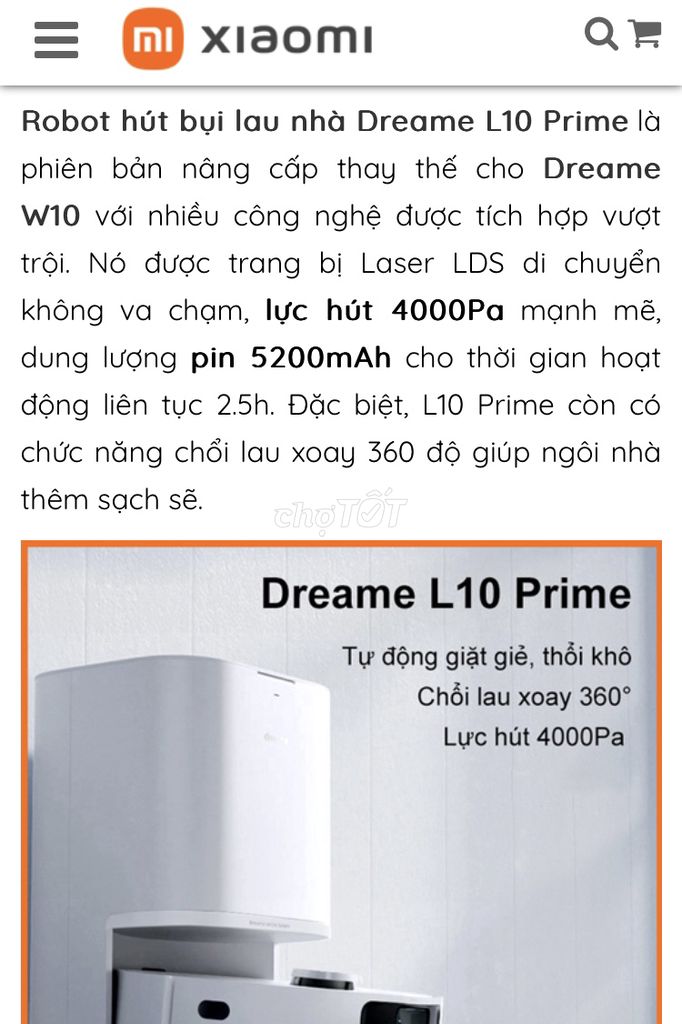 Bán robot lau nhà Xiaomi Dreame L10 Prime Quốc Tế