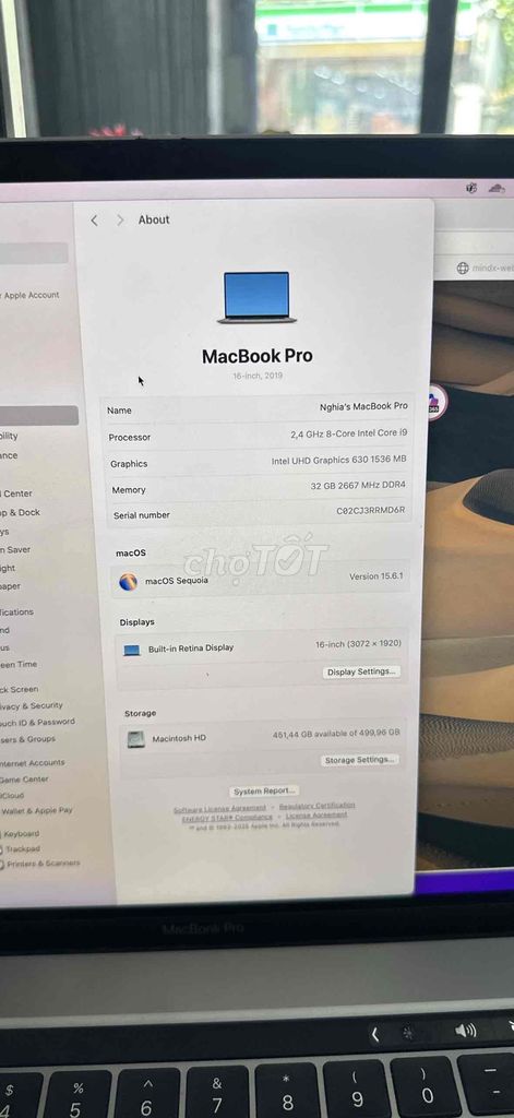 Apple MacBook Pro i9 16 inch 32GB/500GB. Mua bán Laptop tại Thành phố Thủ Đức Tp Hồ Chí Minh được đăng bởi Minh Anh Hoàng hình 1