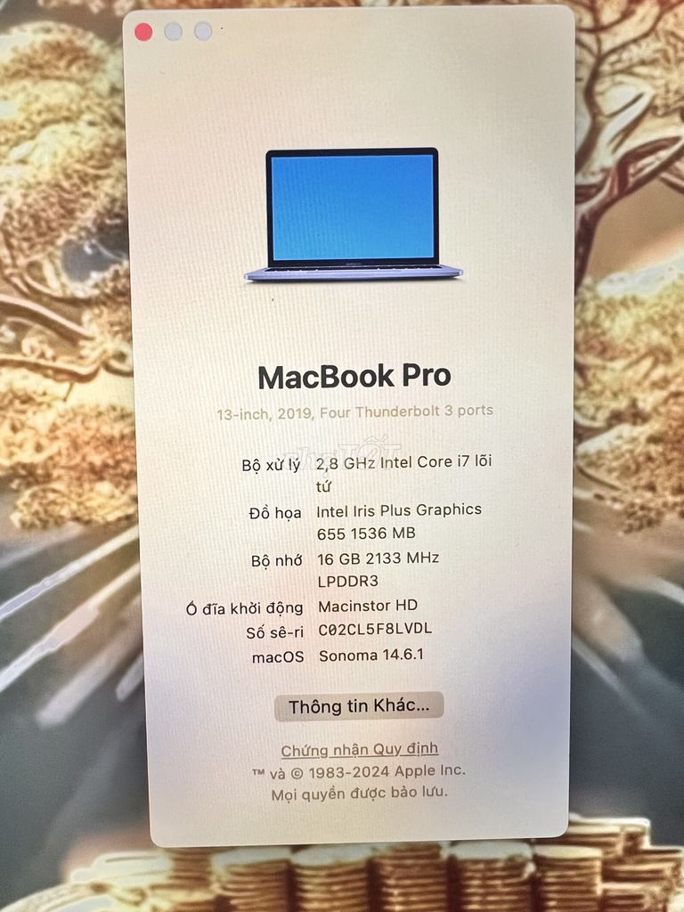 Macbook pro 2019 có touch bar 13'/i7/16gb/256gb. Mua bán Laptop tại Huyện Bình Chánh Tp Hồ Chí Minh được đăng bởi Bích Trâm BĐS hình 2