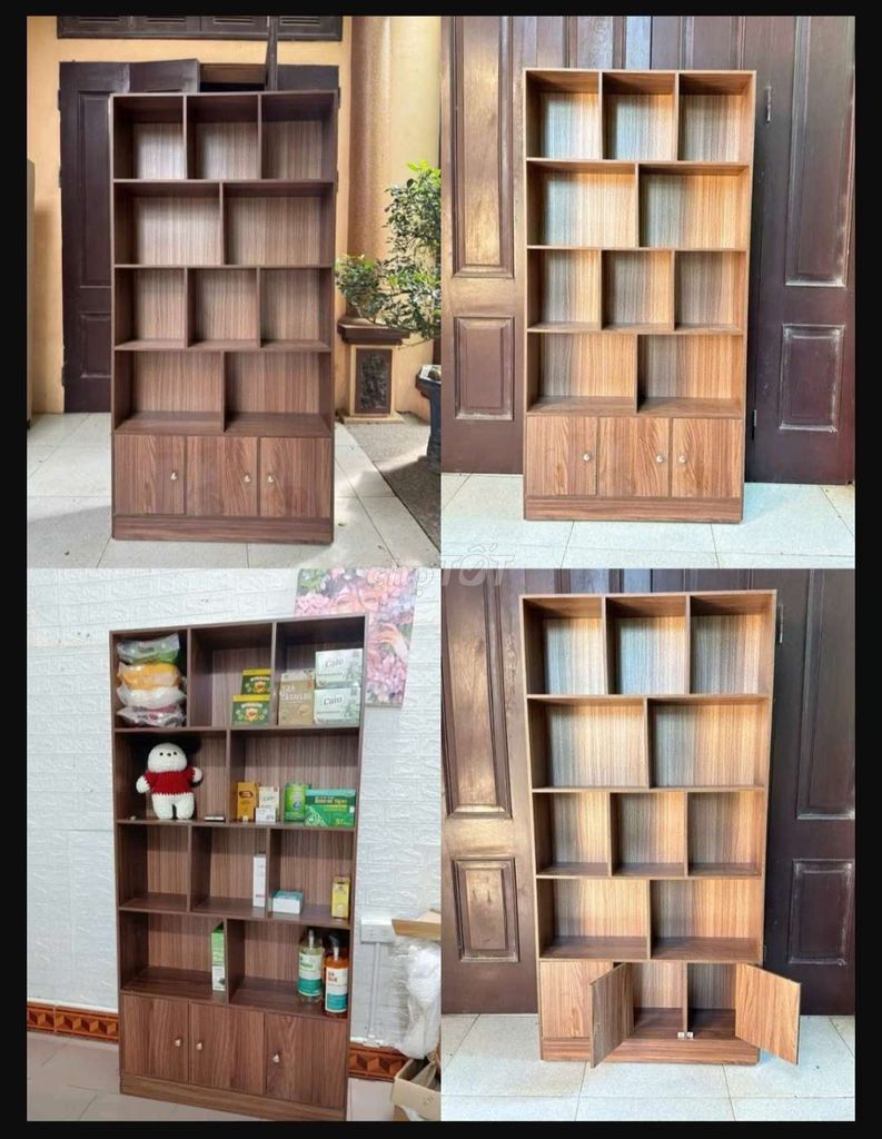 Kệ sách Gỗ Nâu 3cánh tủ 160x80x24cm. Mua bán Tủ, kệ gia đình tại Quận Thanh Khê Đà Nẵng được đăng bởi Gia Dụng Thủy Lê hình 1