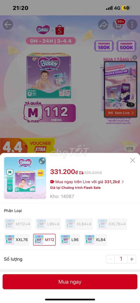 Tã quần Bobby size M. Mua bán Mẹ và bé tại Quận 12 Tp Hồ Chí Minh được đăng bởi Trần Ánh Tuyết hình 1