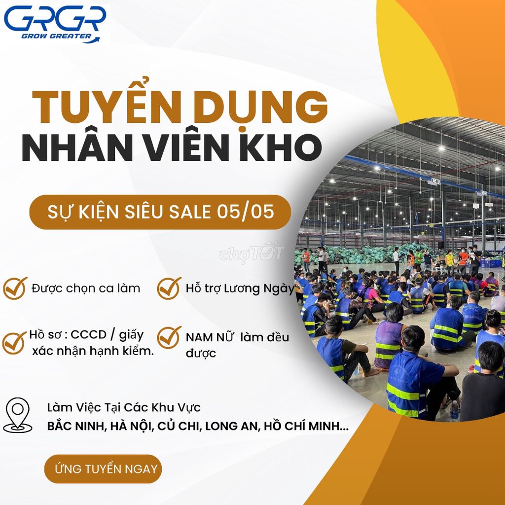 Tuyển Nam Nữ Lên Xuống Đóng Gói Hàng Trong Kho