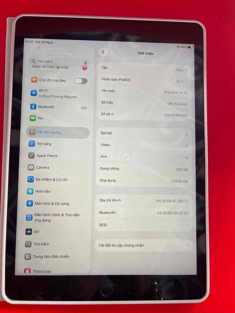 Apple iPad Gen 9 256GB Xám. Mua bán Máy tính bảng tại Quận Bình Tân Tp Hồ Chí Minh được đăng bởi thanh phuong hình 1
