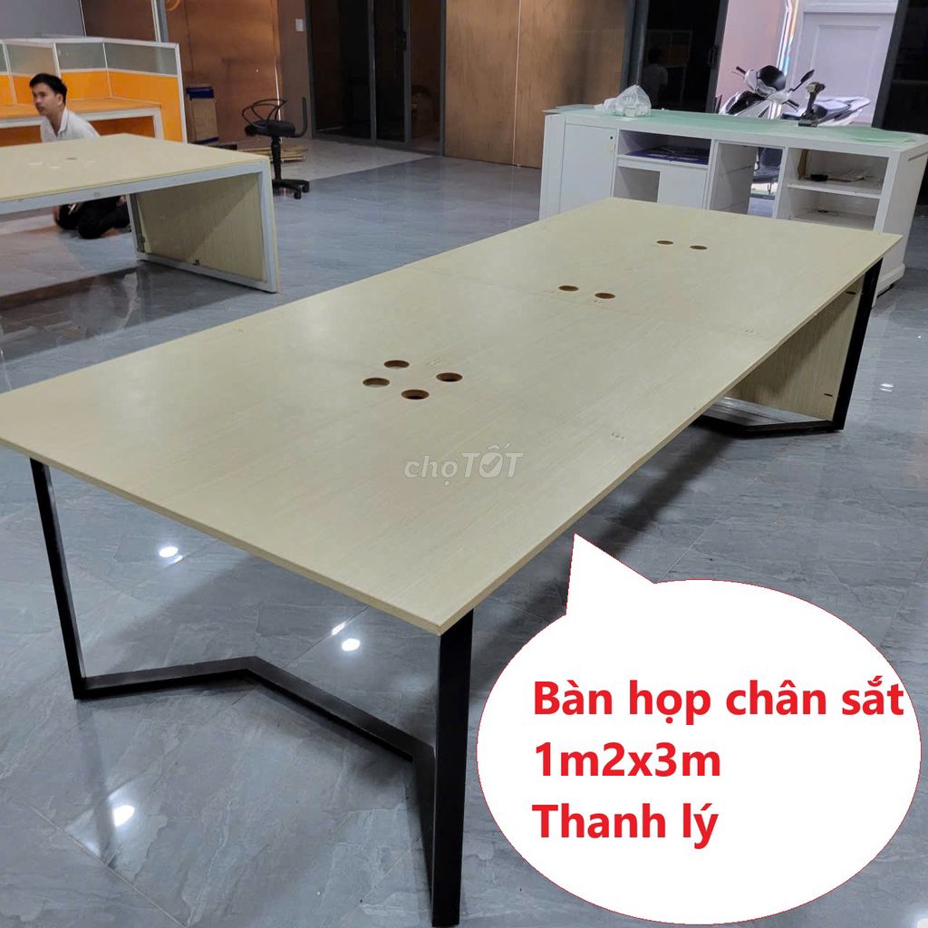 Bàn họp Gỗ MDF, chân sắt Vàng nhạt 3m thanh lý. Mua bán Đồ dùng văn phòng tại Quận Bình Thạnh Tp Hồ Chí Minh được đăng bởi Kho Nội thất Cũ Mới Phú Nhàn hình 1