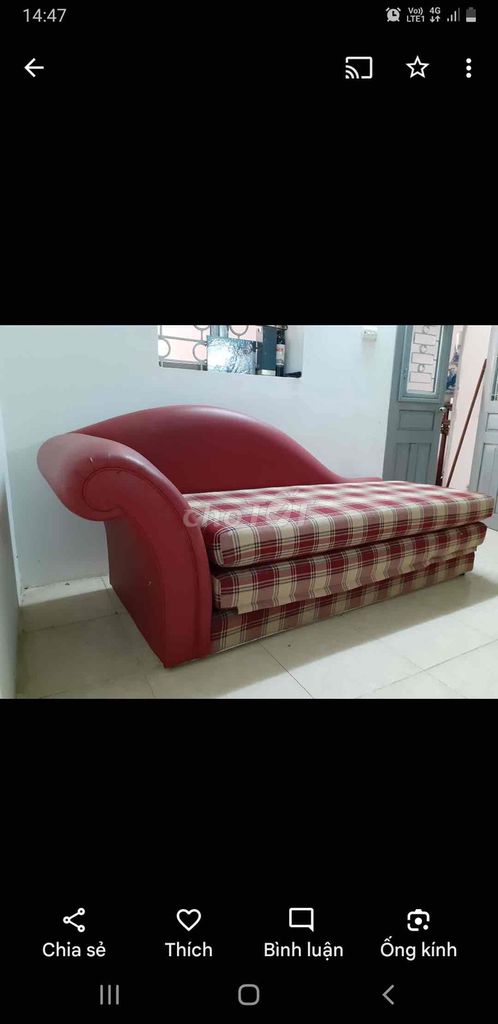 Sofa giường 1.8x2m Da, Vải bố Đỏ và 3 ghế salon. Mua bán Giường, chăn ga gối nệm tại Quận Long Biên Hà Nội được đăng bởi Tùng hình 1