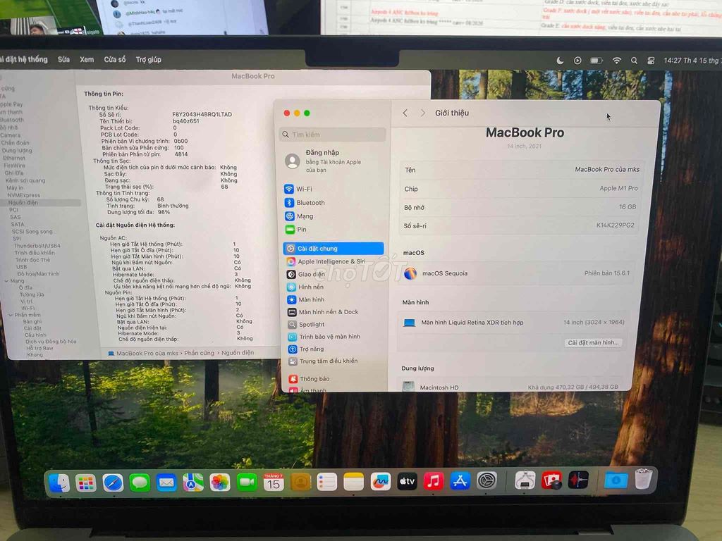 Apple MacBook Pro M1 14 inch 16GB/512GB Xám. Mua bán Laptop tại Quận Cầu Giấy Hà Nội được đăng bởi Minh Khuê hình 1