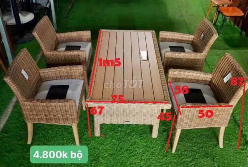 Bộ bàn ghế mây tre đan màu Nâu. Mua bán Bàn ghế tại Quận Bình Thạnh Tp Hồ Chí Minh được đăng bởi noithathonggiahan hình 1
