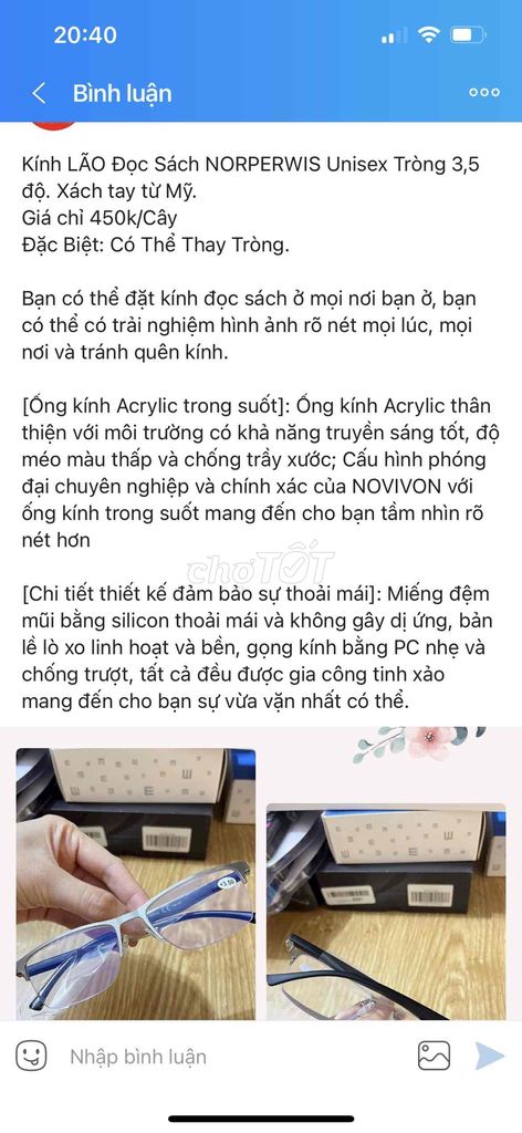 Kính Đọc Sách NORPERWIS Unisex Xách tay từ Mỹ.