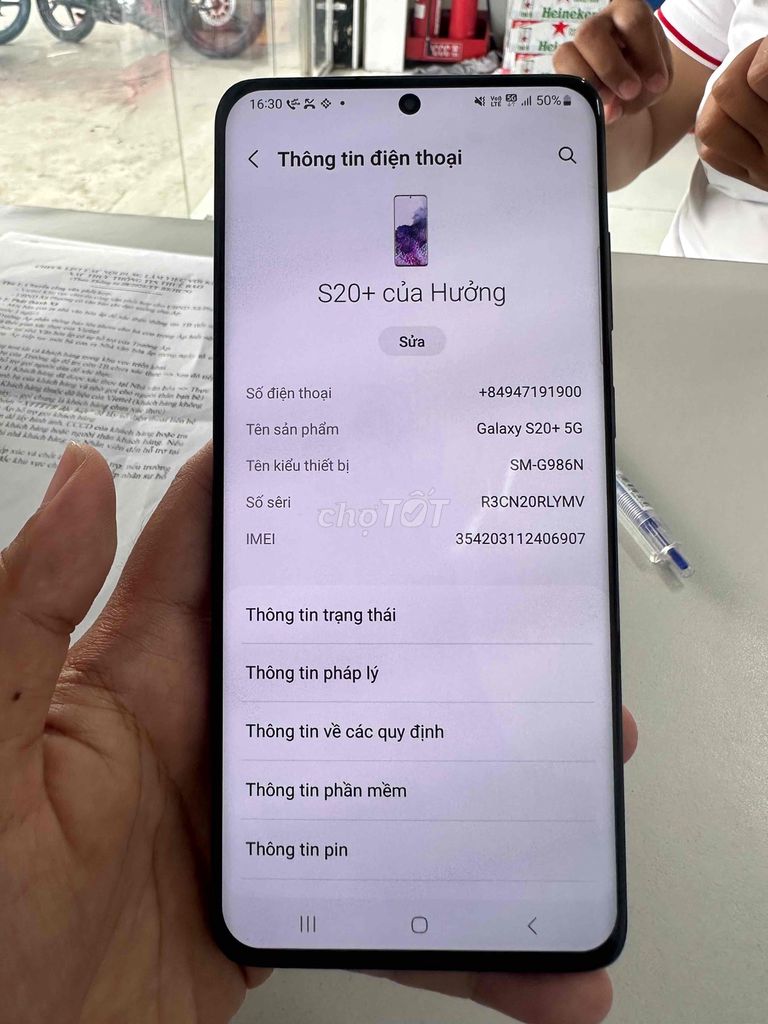 Samsung Galaxy S20+ 5G Đen 98%. Mua bán Điện thoại tại Huyện Trần Văn Thời Cà Mau được đăng bởi Hưởng hình 1