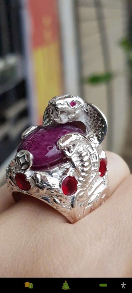 NHẪN RẮN ĐÁ RUBY LỤC YÊN TỰ NHIÊN.