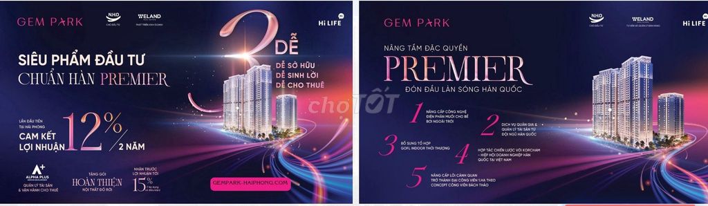 Căn hộ Gem Park chung cư cao cấp từ 1 đến 3 PN: dt từ 47.42 -80.19m2