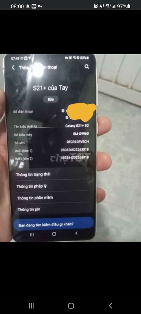 Samsung Galaxy S21+ 5G 128GB Bạc Đã sử dụng. Mua bán Điện thoại tại Quận Bình Tân Tp Hồ Chí Minh được đăng bởi Dương Tấn Phước hình 1