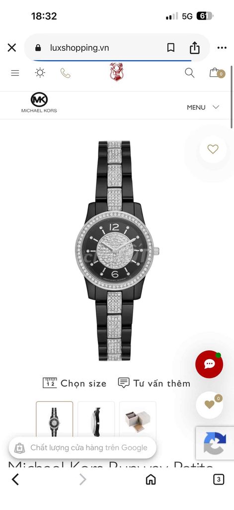 Michael Kors Runway Petite MK6620 Gốm Đen Nữ. Mua bán Đồng hồ tại Huyện Củ Chi Tp Hồ Chí Minh được đăng bởi Trương Nhi hình 1